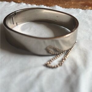 Sterling Silver Hinged Bangle Bracelet with Safety Chain
